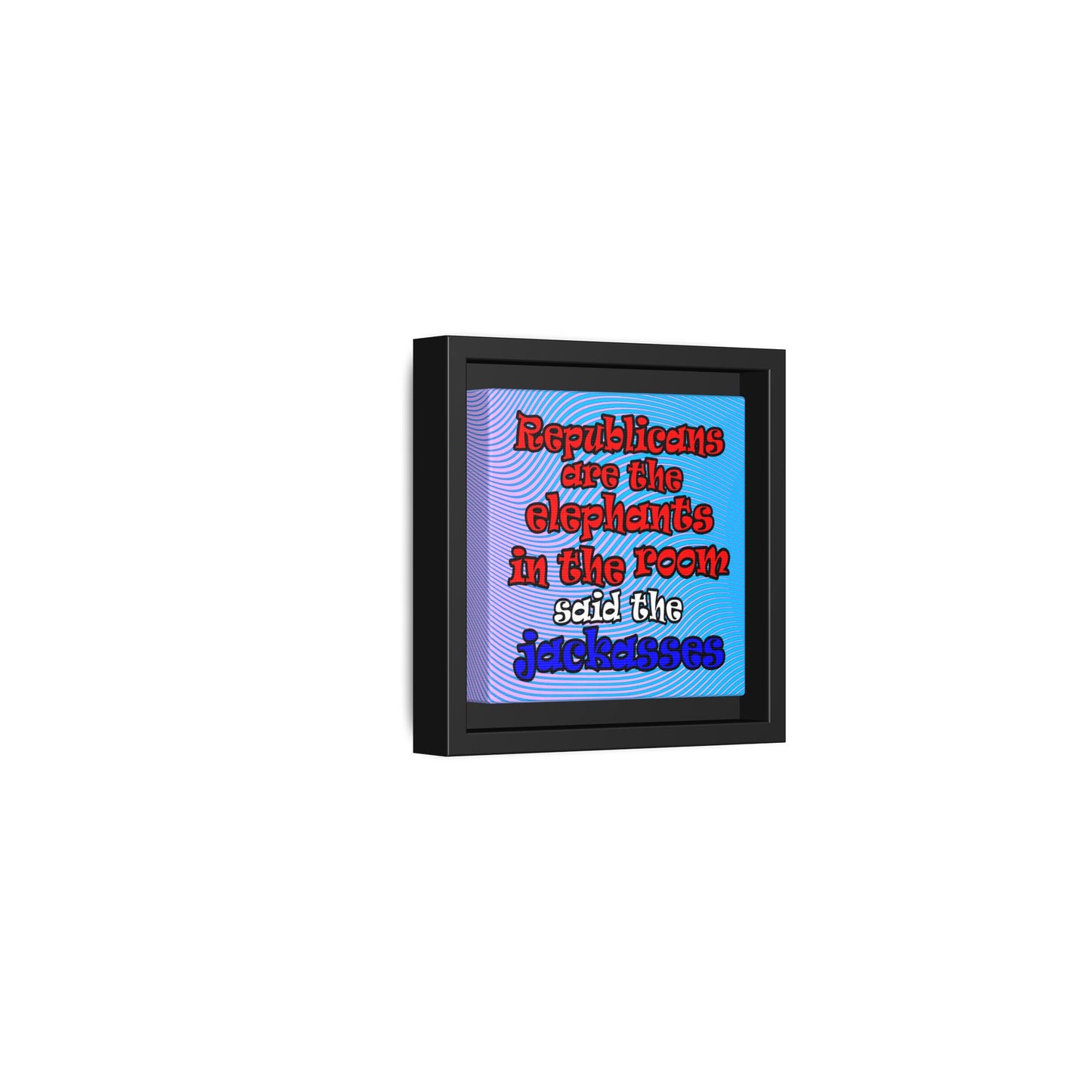 donkeys and elephants - framed canvas art (light blue-purple wave)