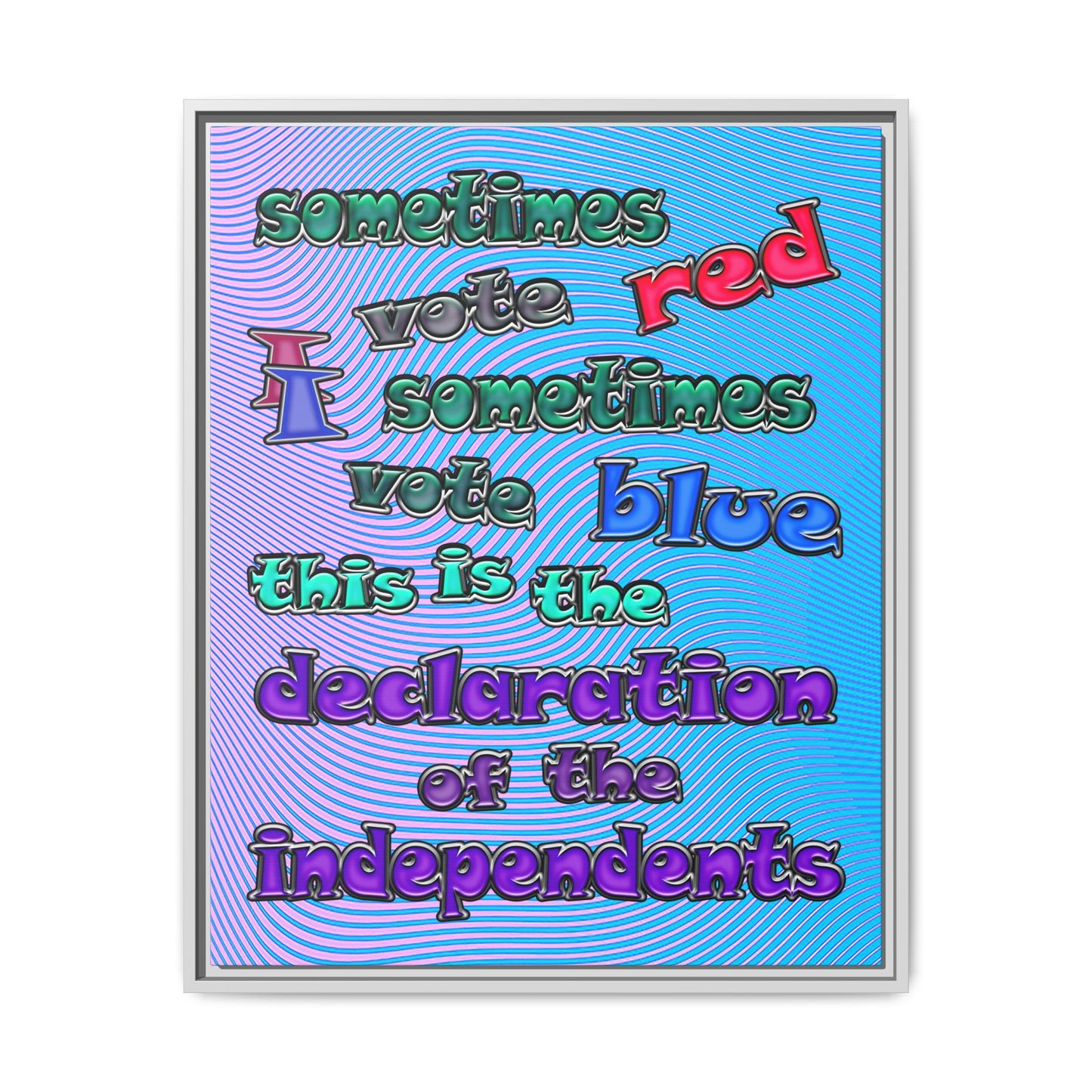 declaration of the independents - framed canvas art (light blue-purple wave)