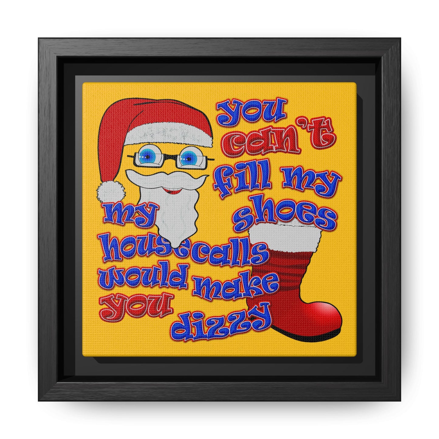 santa's shoes - framed canvas art (yellow)