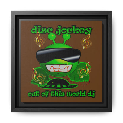 disc jockey - framed canvas art (brown)