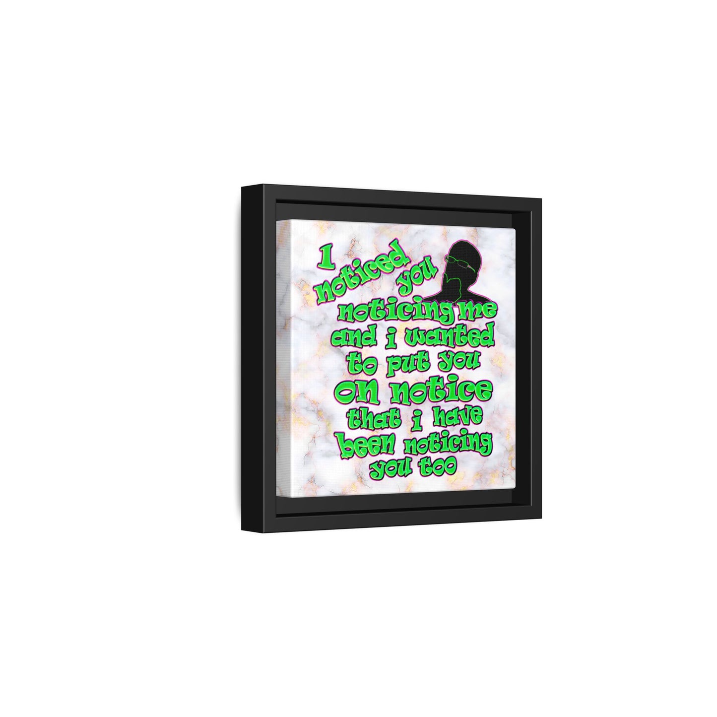 noticed you noticing - framed canvas art (white marble)