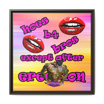 hoes b4 bros - framed canvas art (color blur)