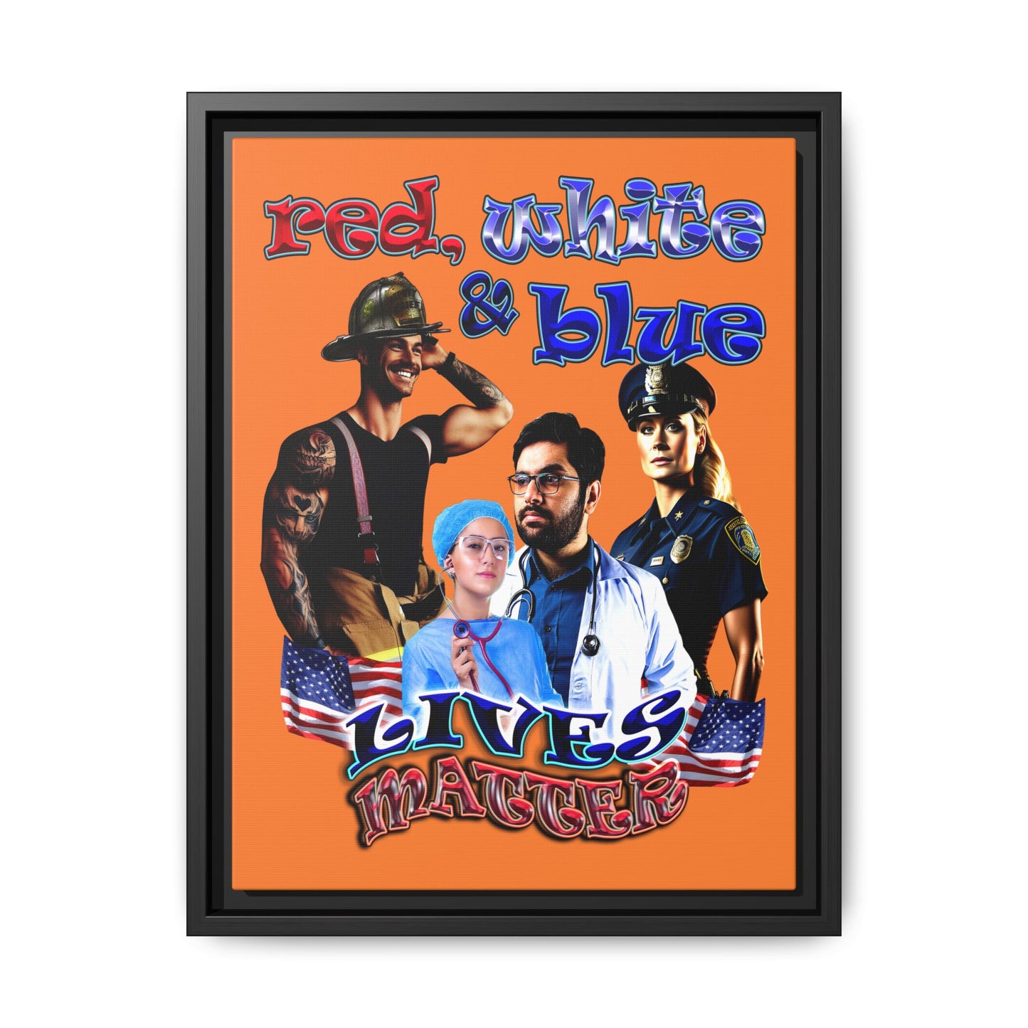 rw&b lives matter - framed canvas art (crusta)