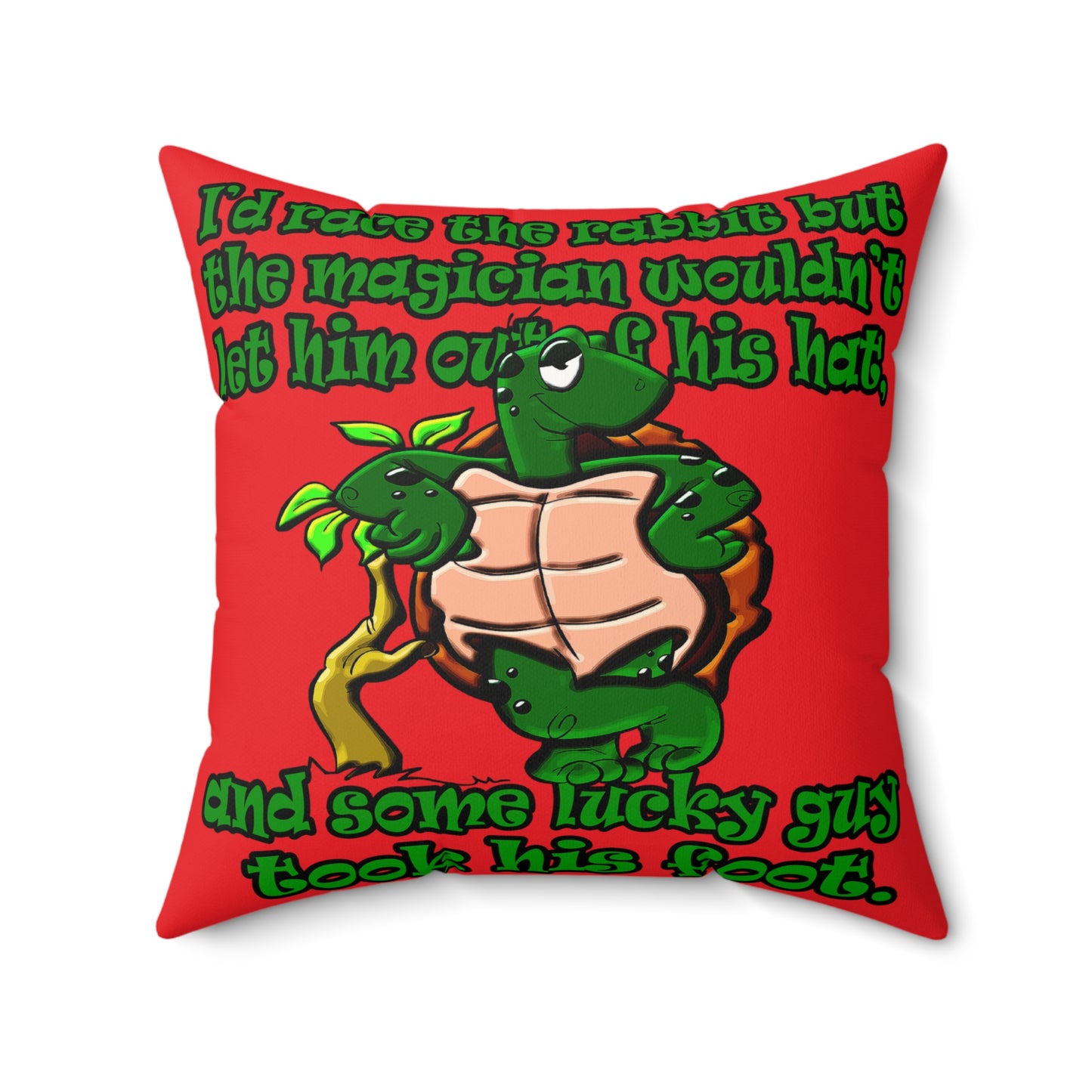 turtle race - Faux Suede Square Pillow - (red)
