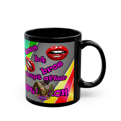 hoes b4 bros - Black Mug (rainbow split)