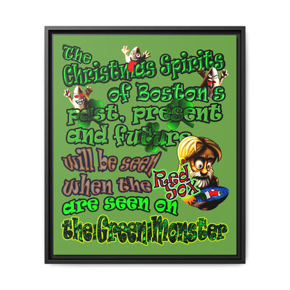 christmas spirits of boston - framed canvas art (green)