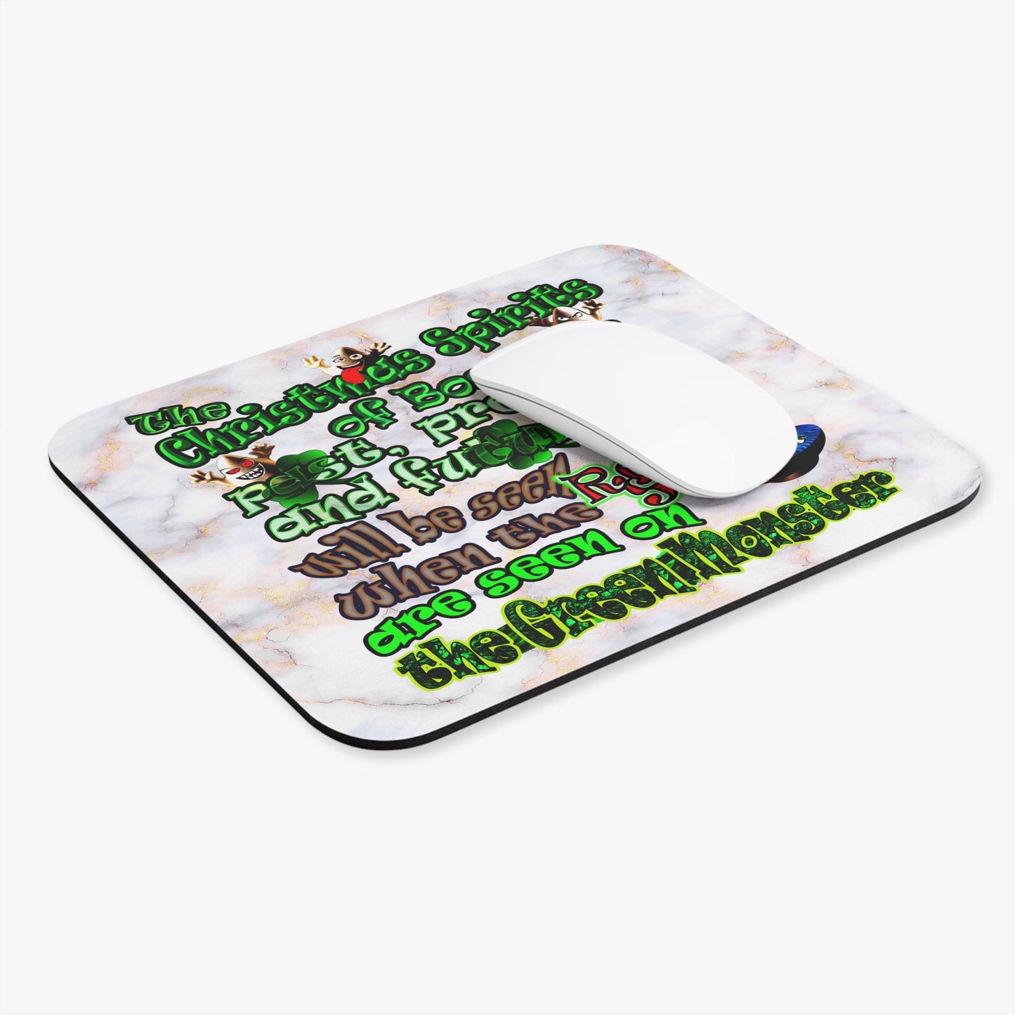 christmas spirits of boston - Mouse Pad (Rectangle) (white marble)