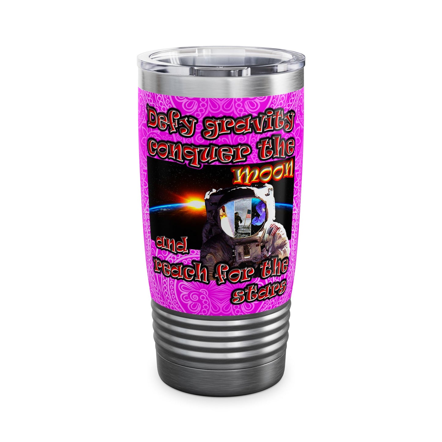 defy conquer reach - Ringneck Tumbler, 20oz (pink swirl)