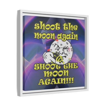 shoot the moon again - framed canvas art (grey-pink wave)