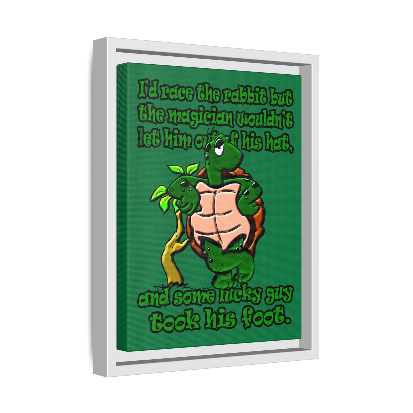 turtle race - framed canvas art (dark green)