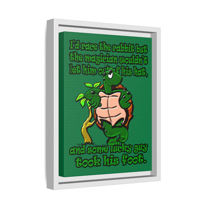 turtle race - framed canvas art (dark green)