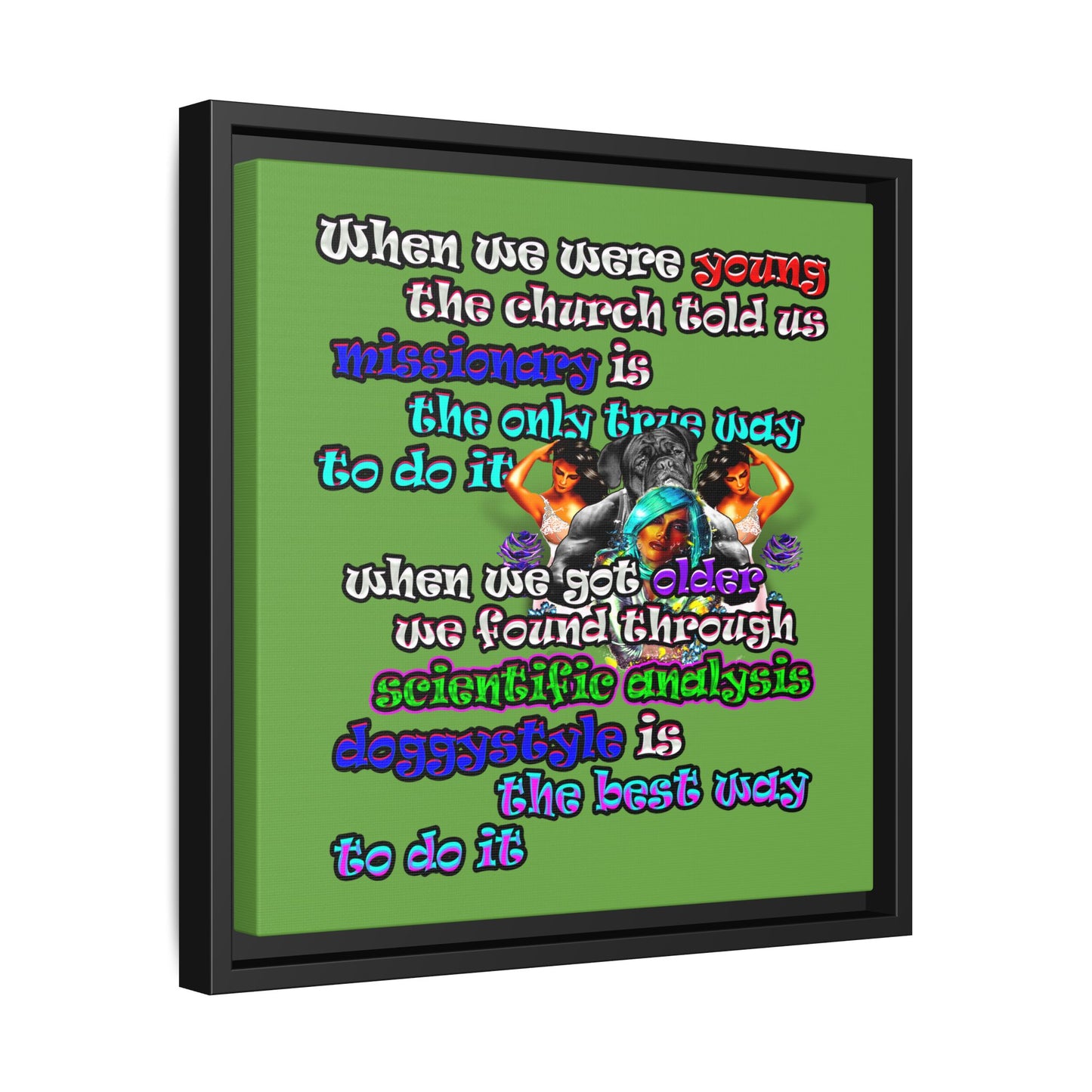 doggystyle - framed canvas art (green)