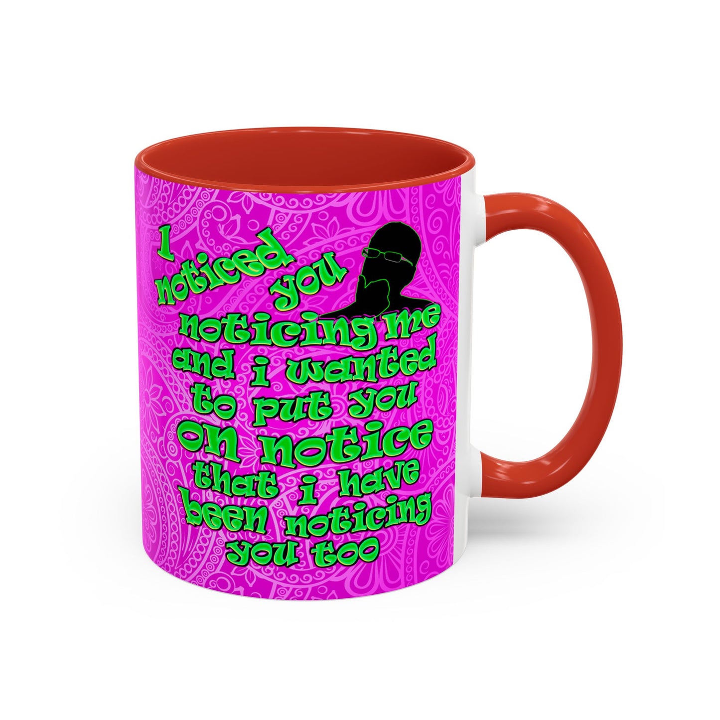 noticed you noticing - Accent Mug (pink swirl)