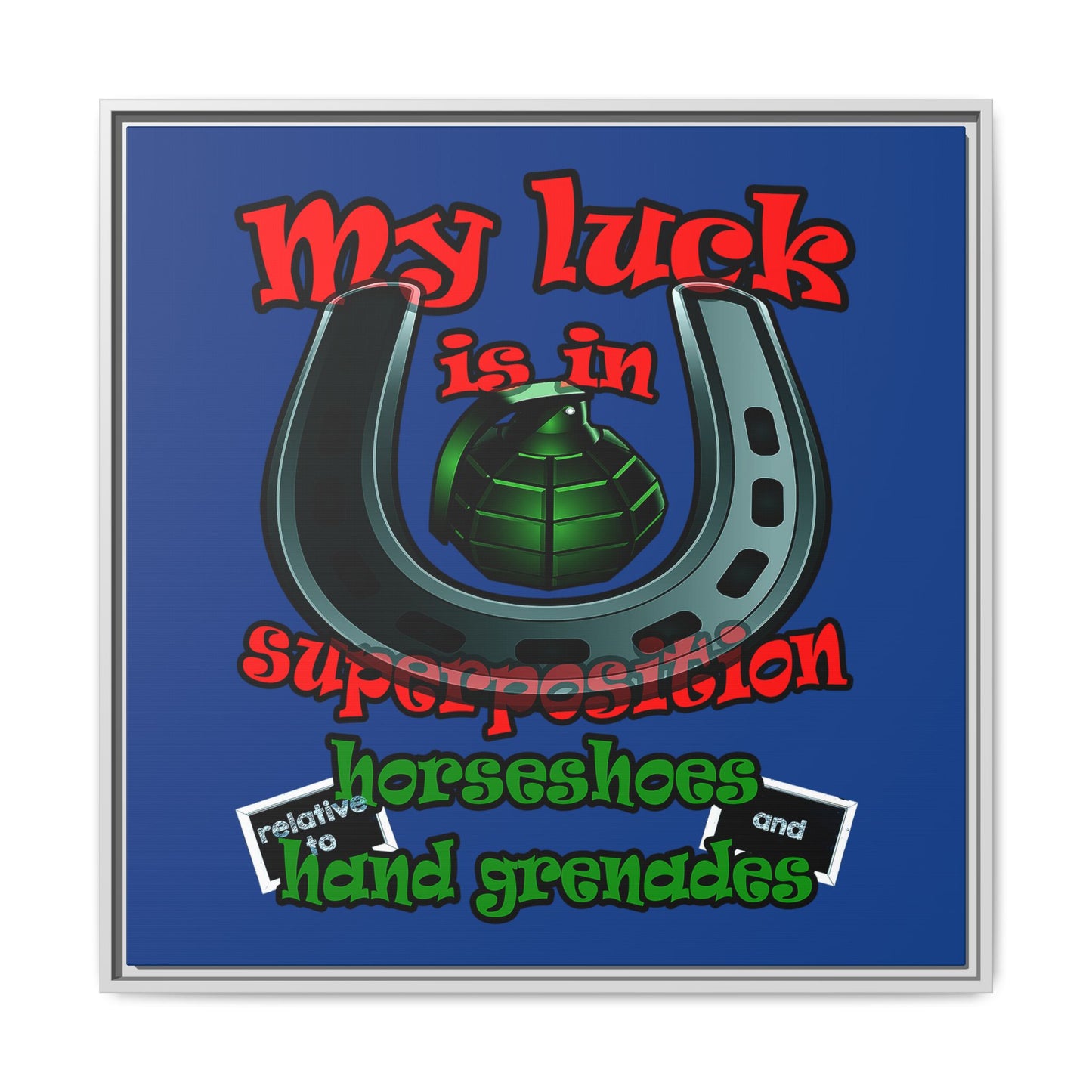 my luck - framed canvas art (dark blue)