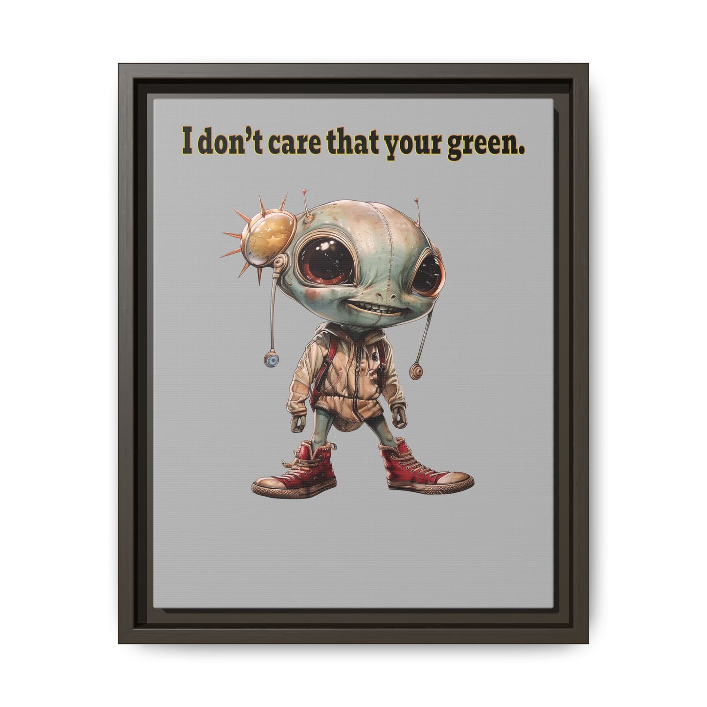 I don't care that your green - framed canvas art (light grey)