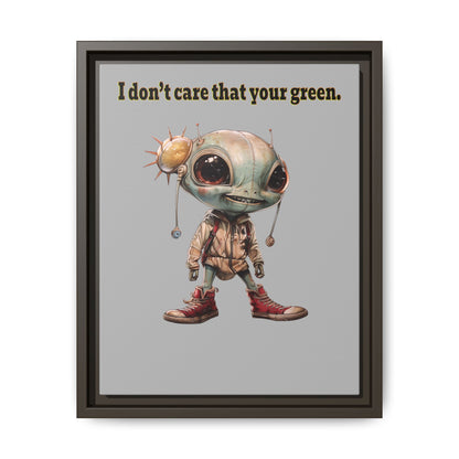 I don't care that your green - framed canvas art (light grey)