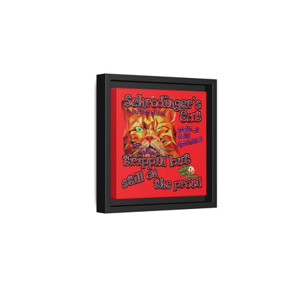 schrodinger's cat - framed canvas art (red)
