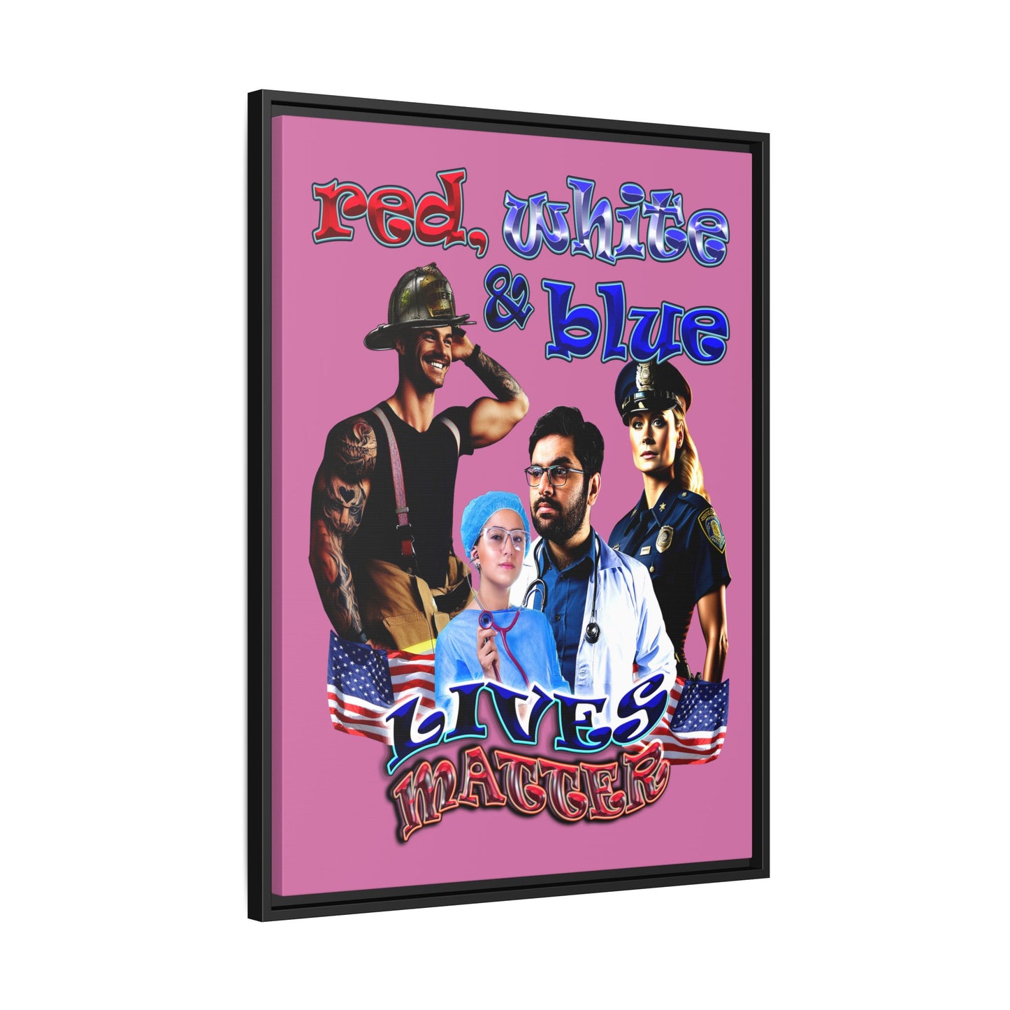 rw&b lives matter - framed canvas art (light pink)