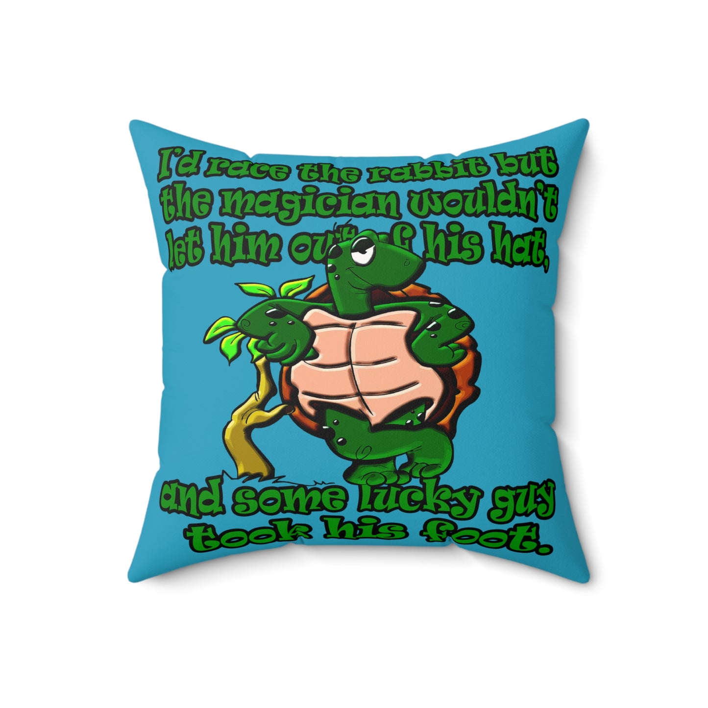turtle race - Faux Suede Square Pillow - (turquoise)
