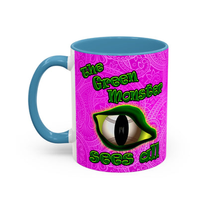 green monster - Accent Mug (pink swirl)