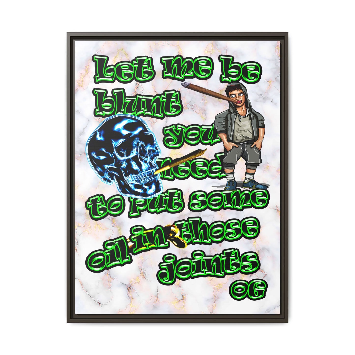og - framed canvas art (white marble)