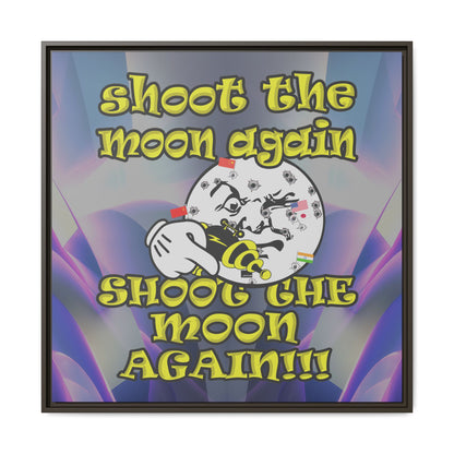 shoot the moon again - framed canvas art (grey-pink wave)