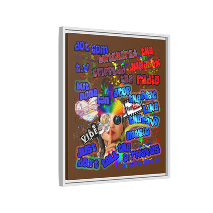 drop the beat - framed canvas art (brown)
