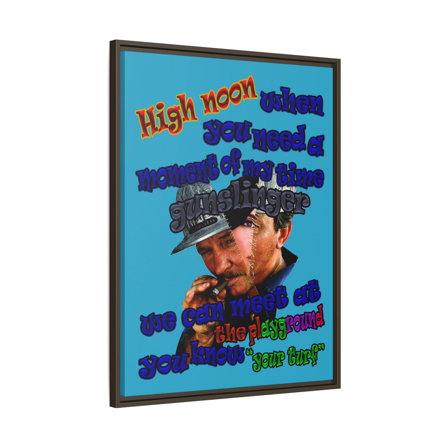 high noon - framed canvas art (turquoise)