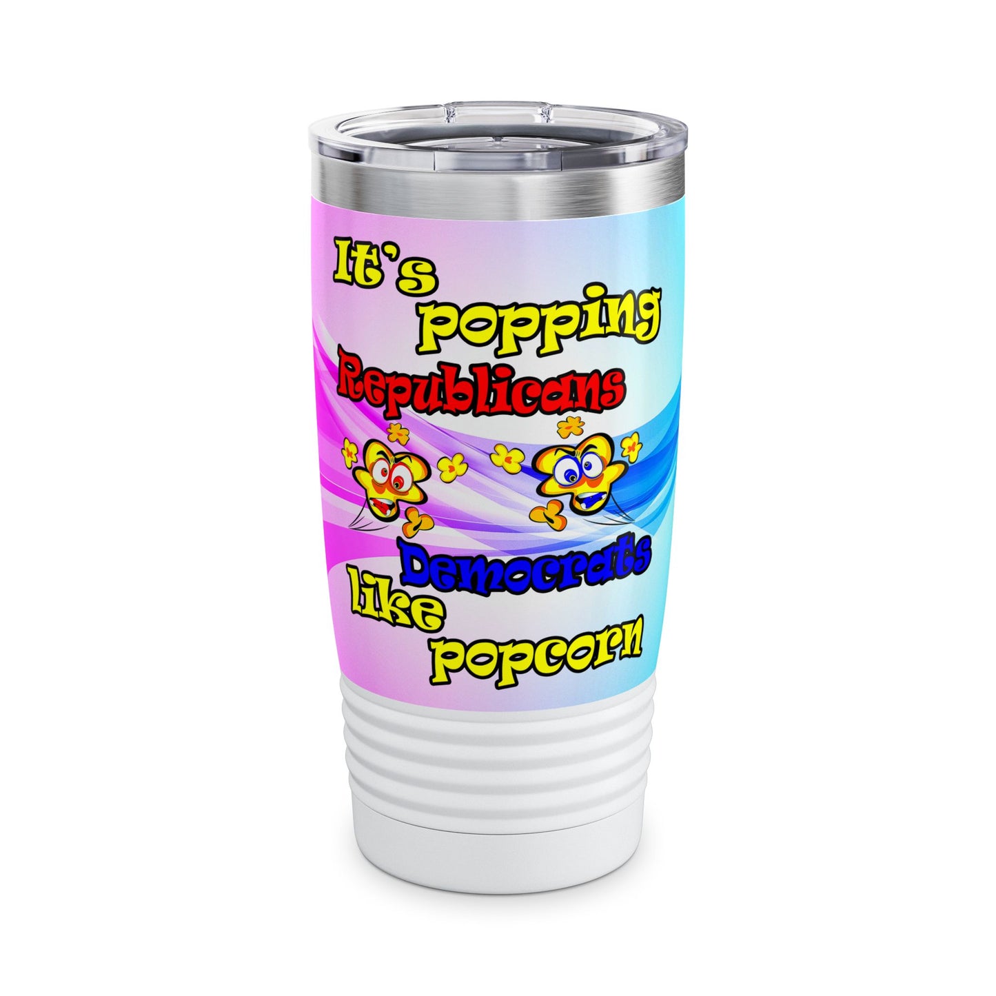 popping like popcorn - Ringneck Tumbler, 20oz (light blue-pink wave)