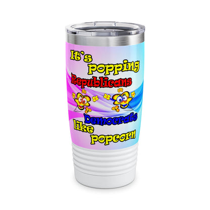 popping like popcorn - Ringneck Tumbler, 20oz (light blue-pink wave)