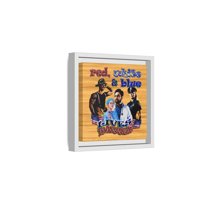 rw&b lives matter - framed canvas art (butterscotch wood finish)