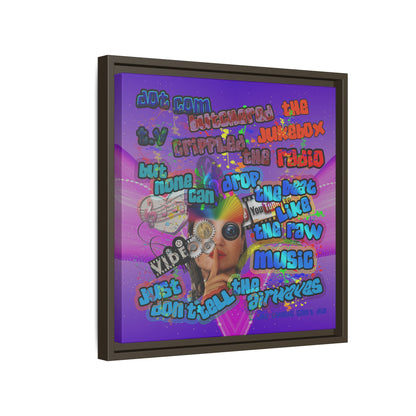 drop the beat - framed canvas art (purple-pink wave)