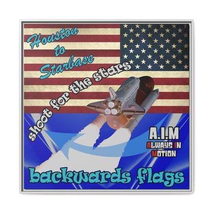 shoot for the stars - framed canvas art (blue-white wave)