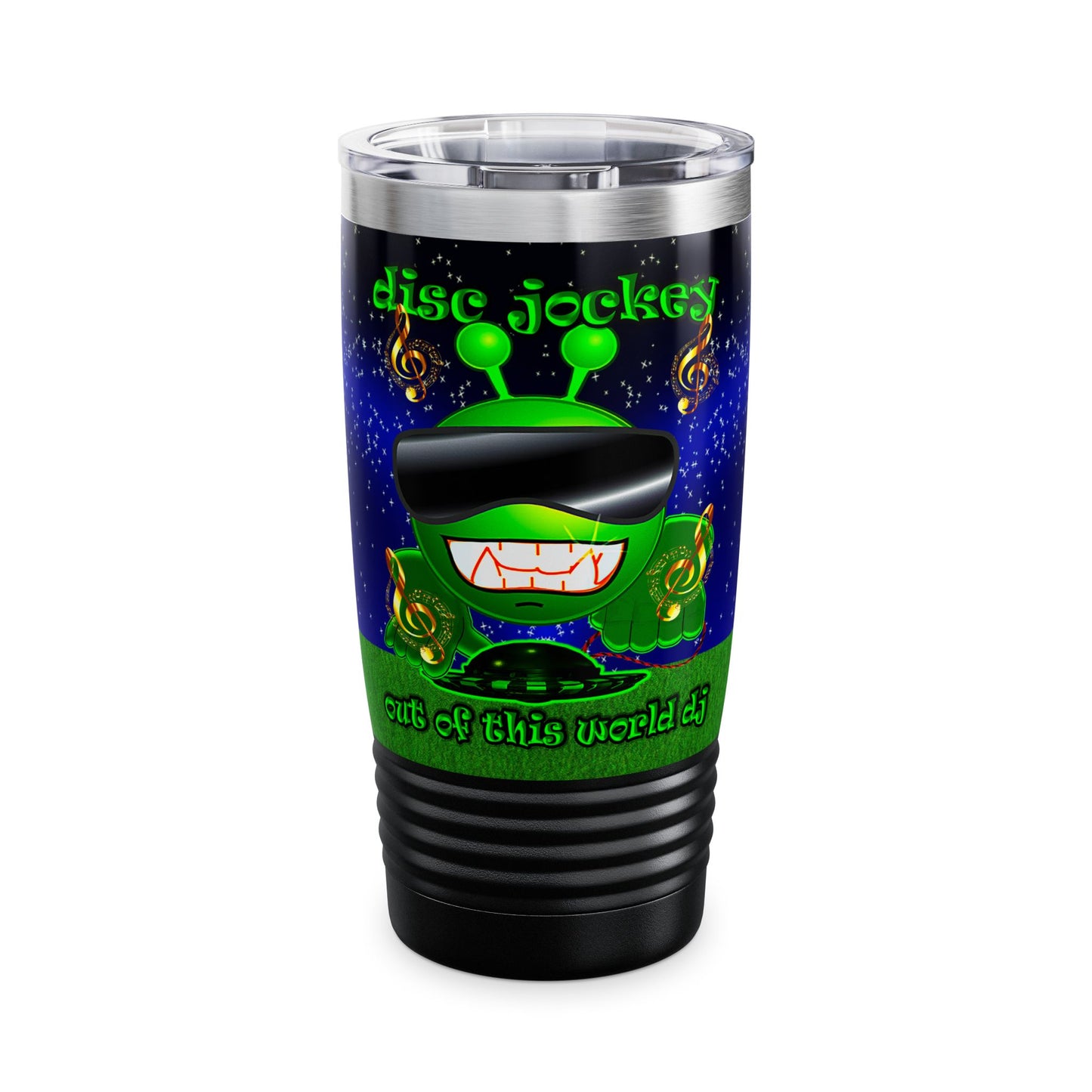 disc jockey - Ringneck Tumbler, 20oz ('snoops' background)
