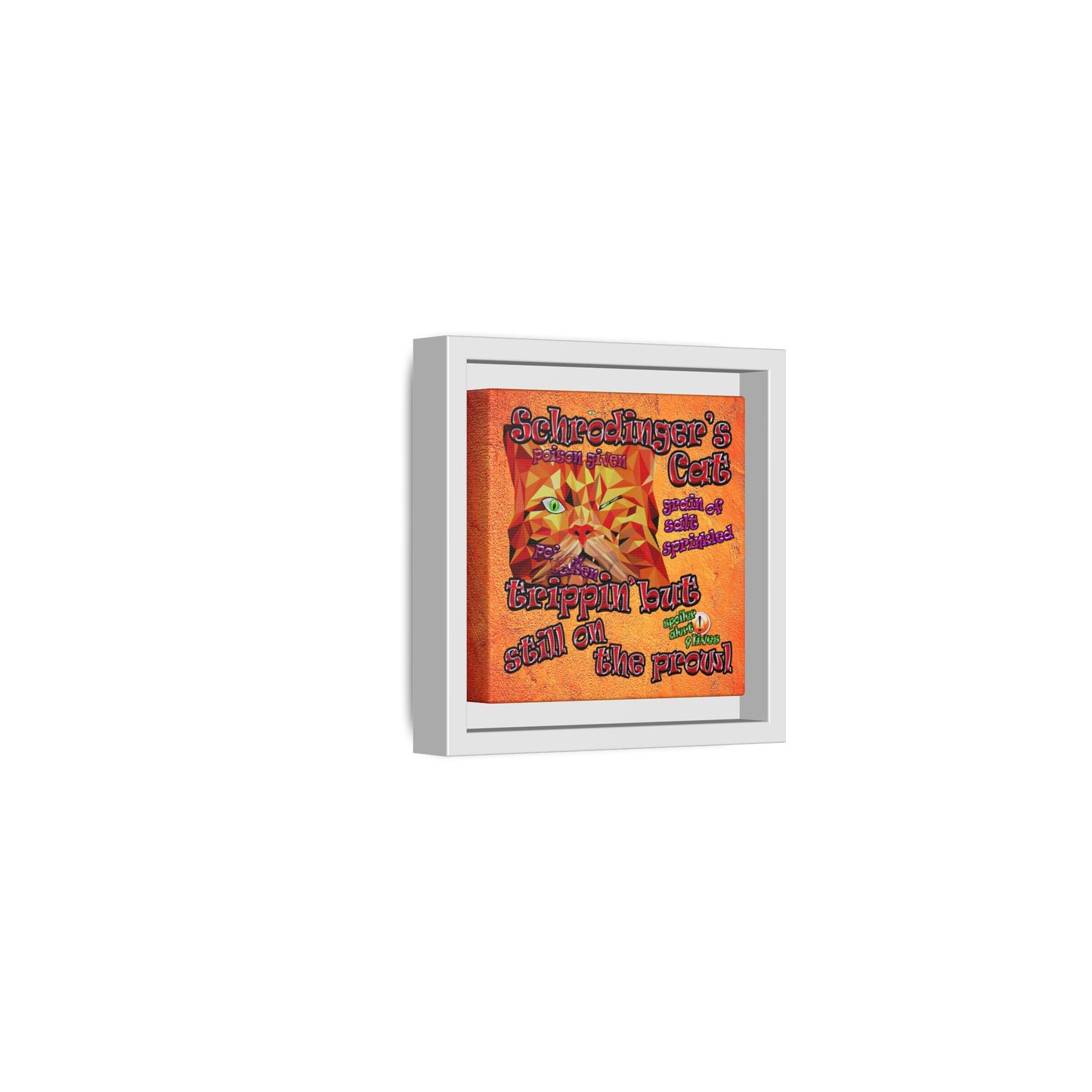 schrodinger's cat - framed canvas art (burnt orange)