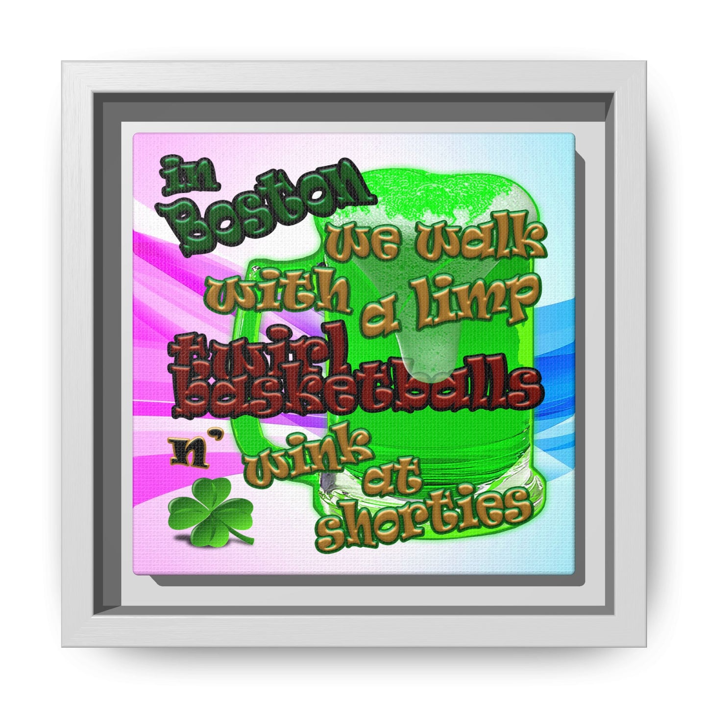 celtics logo - framed canvas art (light blue-pink wave)