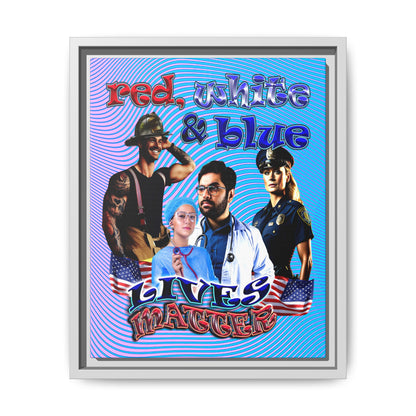 rw&b lives matter - framed canvas art (light blue-purple wave)