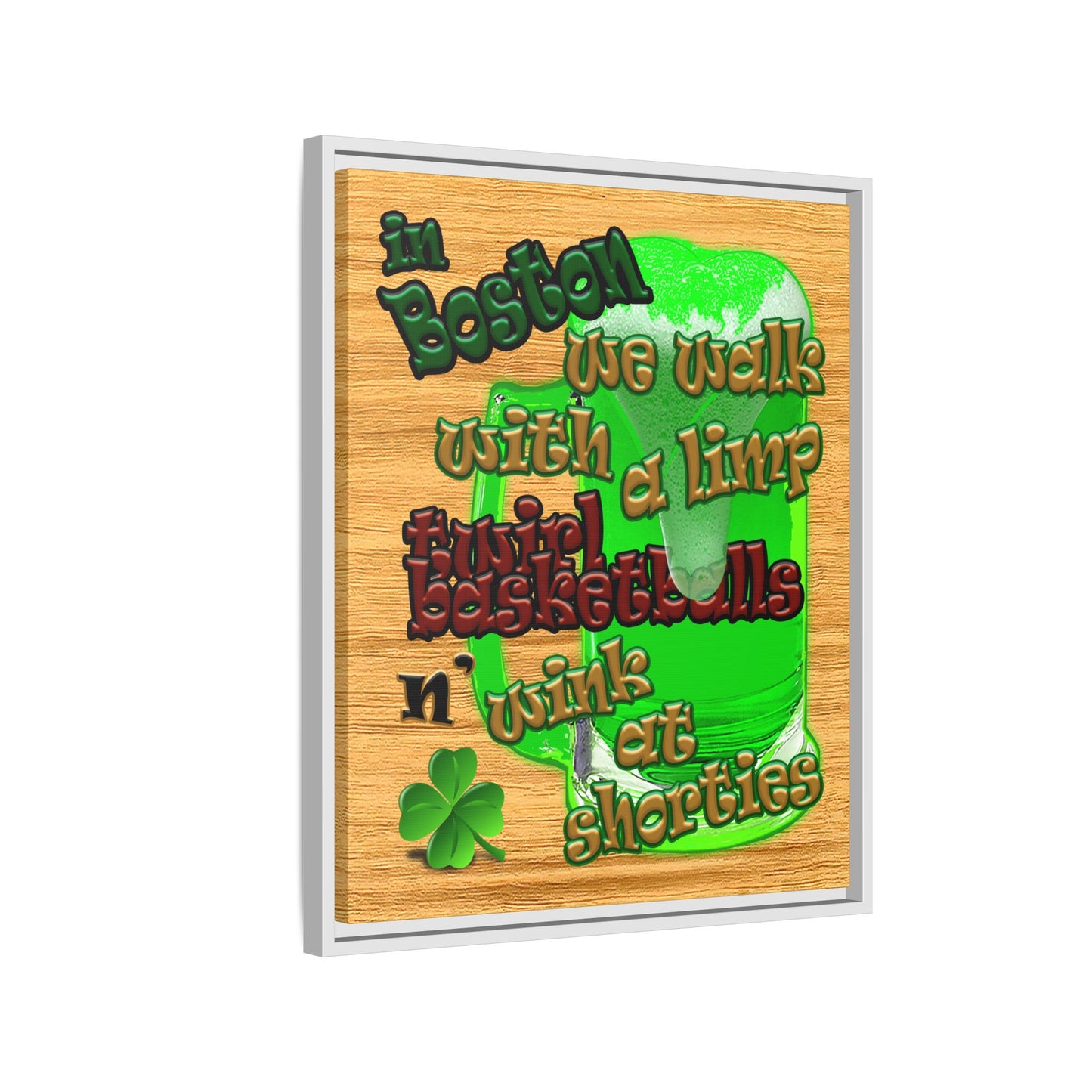 celtics logo - framed canvas art (butterscotch wood finish)