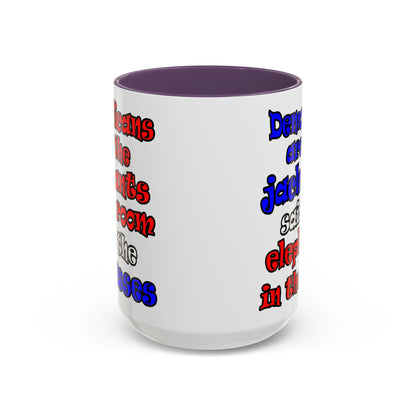donkeys and elephants - Accent Mug (white)