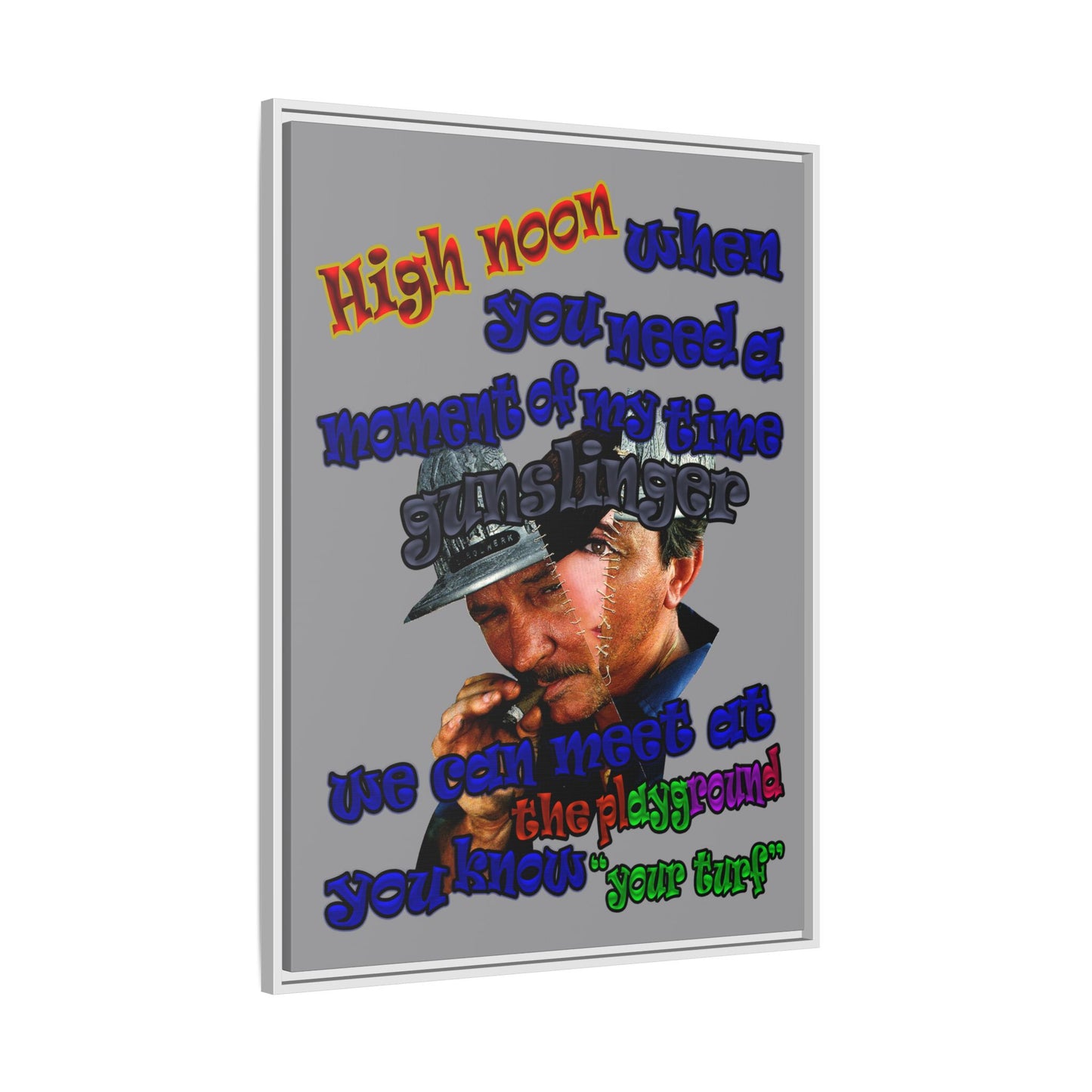 high noon - framed canvas art (grey)