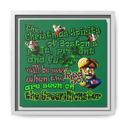 christmas spirits of boston - framed canvas art (dark green)
