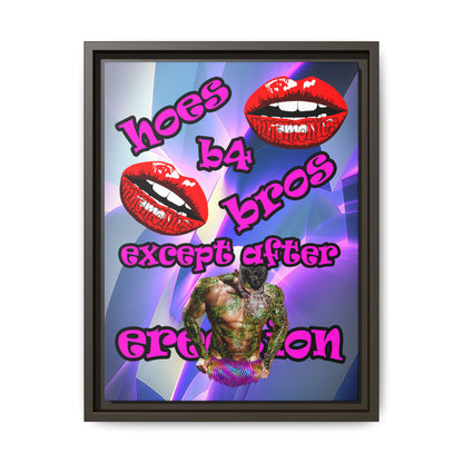 hoes b4 bros - framed canvas art (grey-pink wave)