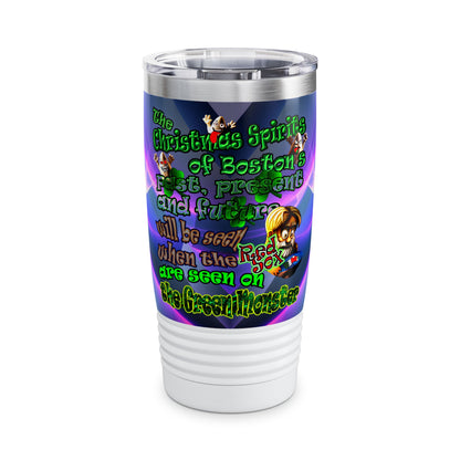 christmas spirits of boston - Ringneck Tumbler, 20oz (grey-pink wave)