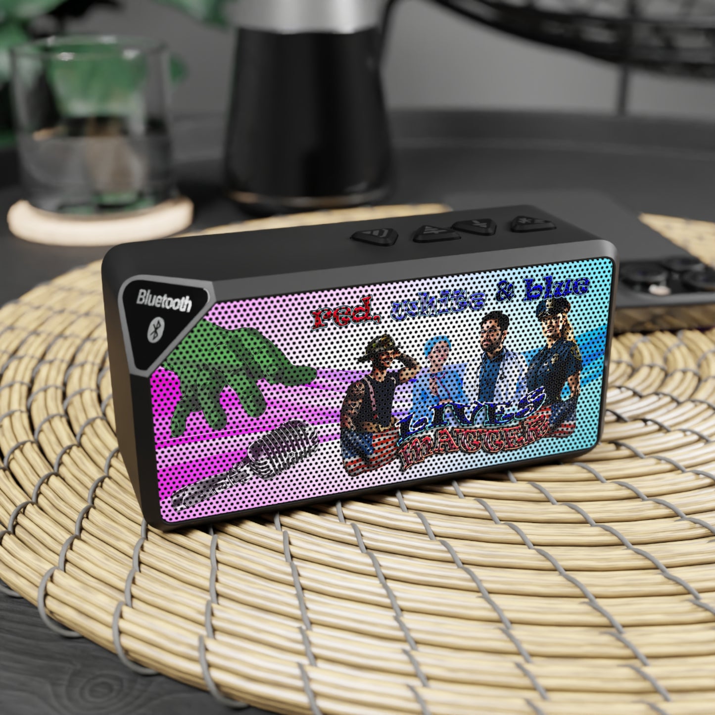 rw&b lives matter - Jabba Bluetooth Speaker (light blue-pink wave)