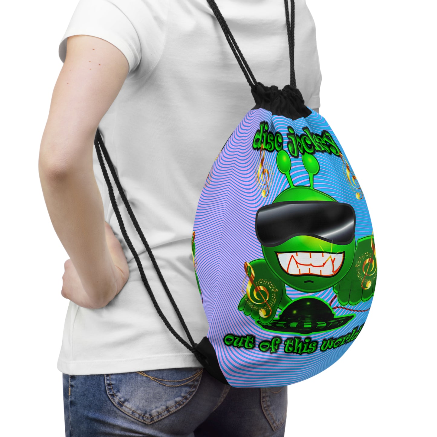 disc jockey - Drawstring Bag (light blue-purple wave)