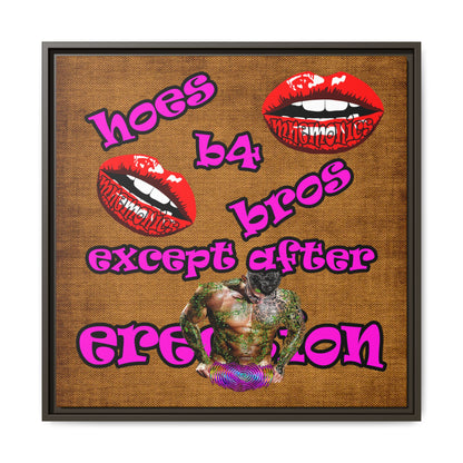 hoes b4 bros - framed canvas art (brown papyrus)
