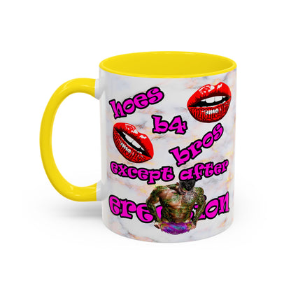 hoes b4 bros - Accent Mug (white marble)