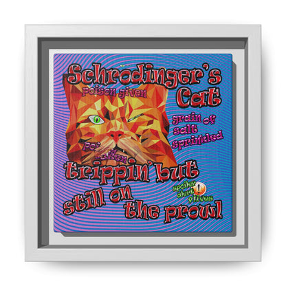 schrodinger's cat - framed canvas art (light blue-purple wave)