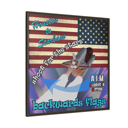 shoot for the stars - framed canvas art (grey-pink wave)