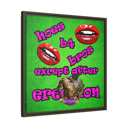 hoes b4 bros - framed canvas art (green turf)